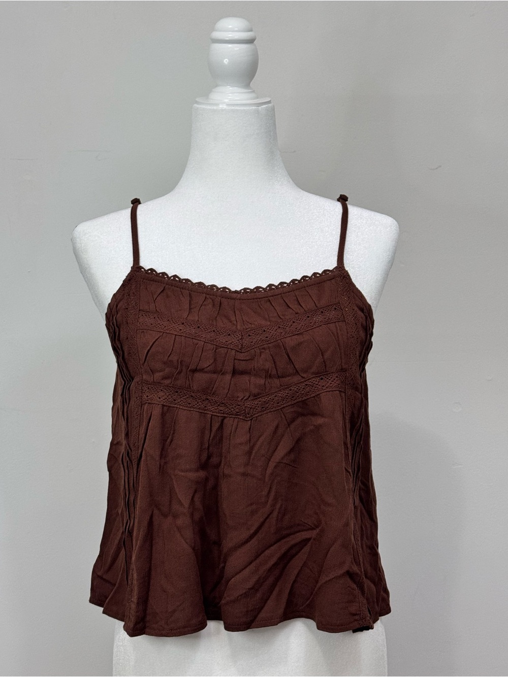 Moa Moa Chocolate Brown Lace-Trim Spaghetti Strap Camisole